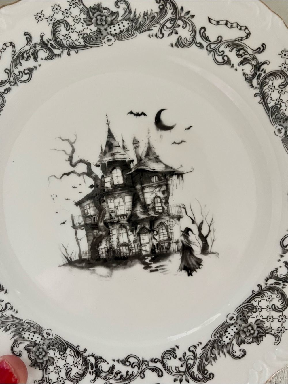 Haunted Manor Decorative Salad Plate - Black and White